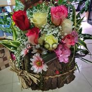 Mixed bright colors - Box with flowers