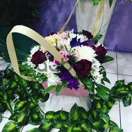 Mixed flowers in the box - Box with flowers