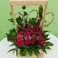 An elegant memorial - Box with flowers